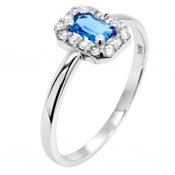 Λευκόχρυσο δαχτυλίδι ορθογώνια ροζέτα Κ14 με ζιργκόν